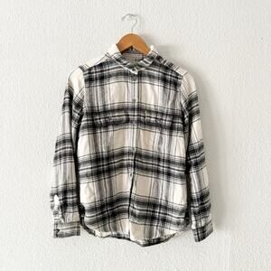 American Eagle Flannel Shirt womens medium plaid comfort soft fall neutral